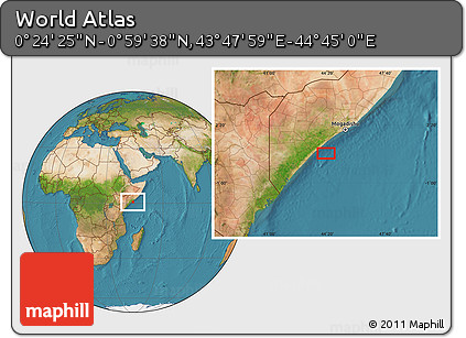 Satellite Location Map of the Area around 0° 42' 2" N, 44° 16' 29" E