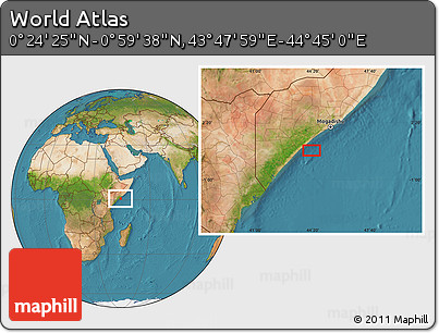 Satellite Location Map of the Area around 0° 42' 2" N, 44° 16' 29" E