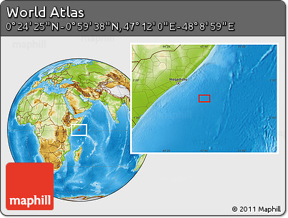 Physical Location Map of the Area around 0° 42' 2" N, 47° 40' 29" E