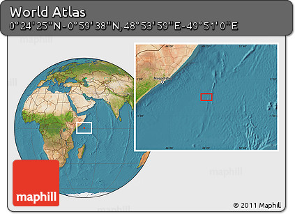 Satellite Location Map of the Area around 0° 42' 2" N, 49° 22' 30" E