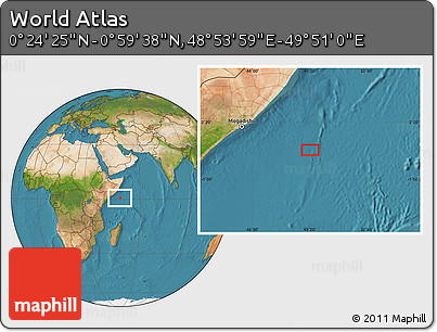 Satellite Location Map of the Area around 0° 42' 2" N, 49° 22' 30" E