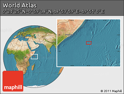 Satellite Location Map of the Area around 0° 42' 2" N, 49° 22' 30" E