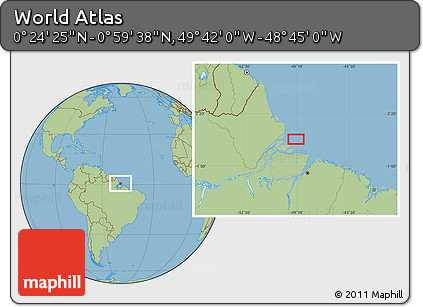 Savanna Style Location Map of the Area around 0° 42' 2" N, 49° 13' 30" W