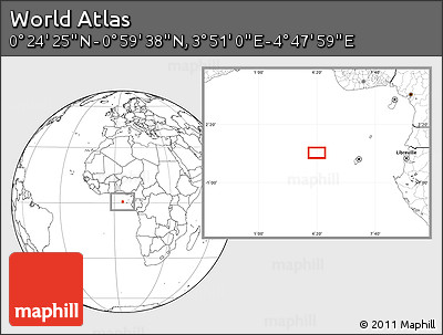 Blank Location Map of the Area around 0° 42' 2" N, 4° 19' 30" E