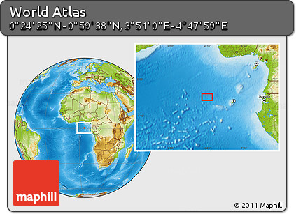 Physical Location Map of the Area around 0° 42' 2" N, 4° 19' 30" E
