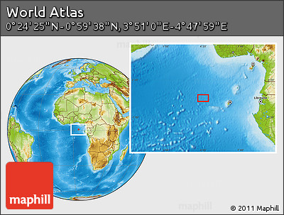 Physical Location Map of the Area around 0° 42' 2" N, 4° 19' 30" E