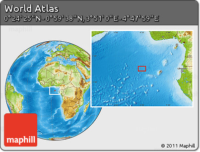 Physical Location Map of the Area around 0° 42' 2" N, 4° 19' 30" E