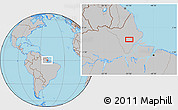 Gray Location Map of the area around 0° 42' 2" N, 51° 46' 29" W