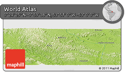 Physical Panoramic Map of the Area around 0° 42' 2" N, 53° 28' 30" W