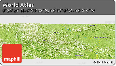 Physical Panoramic Map of the Area around 0° 42' 2" N, 53° 28' 30" W