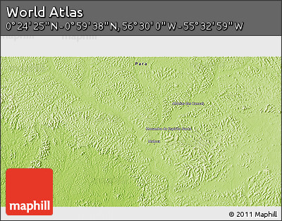 Physical 3D Map of the Area around 0° 42' 2" N, 56° 1' 29" W