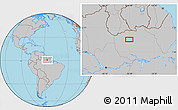 Gray Location Map of the area around 0° 42' 2" N, 56° 52' 30" W