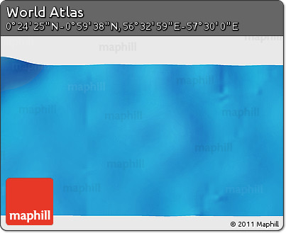Physical 3D Map of the Area around 0° 42' 2" N, 57° 1' 29" E