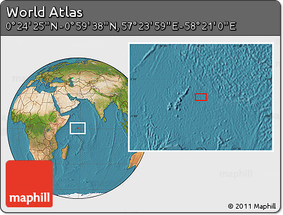 Satellite Location Map of the Area around 0° 42' 2" N, 57° 52' 30" E