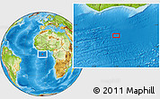 Physical Location Map of the area around 0° 42' 2" N, 5° 1' 30" W