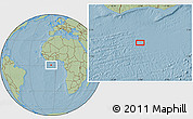 Savanna Style Location Map of the area around 0° 42' 2" N, 5° 1' 30" W, hill shading
