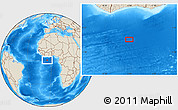 Shaded Relief Location Map of the area around 0° 42' 2" N, 5° 1' 30" W