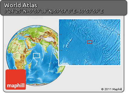 Physical Location Map of the Area around 0° 42' 2" N, 60° 25' 29" E