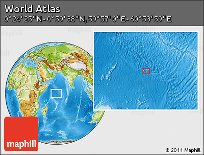 Physical Location Map of the Area around 0° 42' 2" N, 60° 25' 29" E