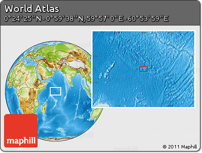 Physical Location Map of the Area around 0° 42' 2" N, 60° 25' 29" E