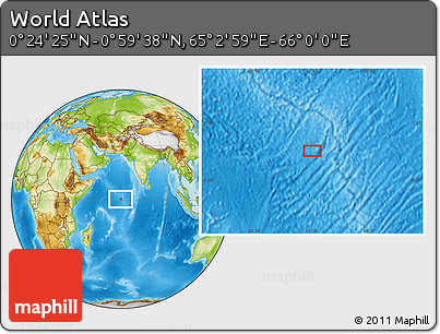 Physical Location Map of the Area around 0° 42' 2" N, 65° 31' 30" E