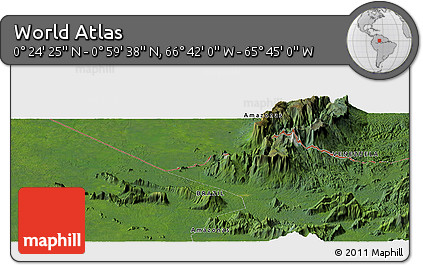 Satellite Panoramic Map of the Area around 0° 42' 2" N, 66° 13' 29" W