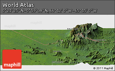 Satellite Panoramic Map of the Area around 0° 42' 2" N, 66° 13' 29" W