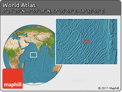 Satellite Location Map of the Area around 0° 42' 2" N, 68° 4' 29" E