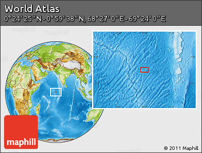 Physical Location Map of the Area around 0° 42' 2" N, 68° 55' 30" E