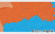 Political 3D Map of the area around 0° 42' 2" N, 69° 37' 30" W