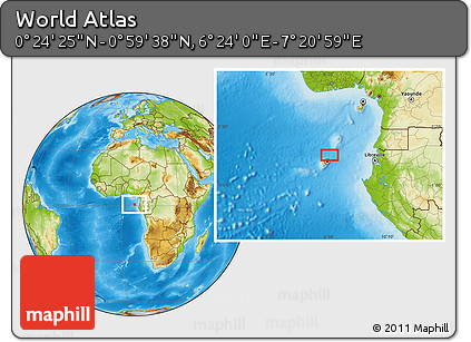 Physical Location Map of the Area around 0° 42' 2" N, 6° 52' 30" E