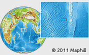 Physical Location Map of the area around 0° 42' 2" N, 71° 28' 29" E