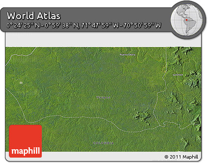 Satellite 3D Map of the Area around 0° 42' 2" N, 71° 19' 29" W