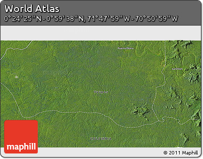 Satellite 3D Map of the Area around 0° 42' 2" N, 71° 19' 29" W