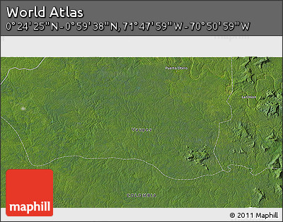 Satellite 3D Map of the Area around 0° 42' 2" N, 71° 19' 29" W