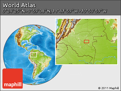 Physical Location Map of the Area around 0° 42' 2" N, 71° 19' 29" W