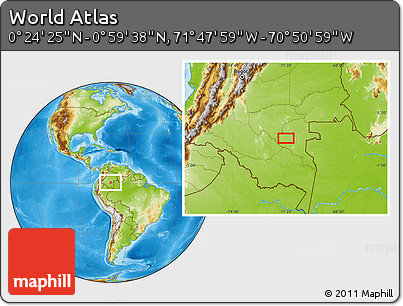 Physical Location Map of the Area around 0° 42' 2" N, 71° 19' 29" W