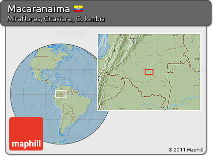 Savanna Style Location Map of Macaranaima, hill shading