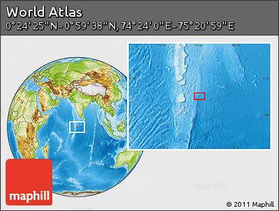Physical Location Map of the Area around 0° 42' 2" N, 74° 52' 30" E