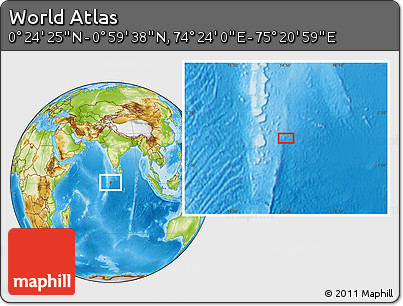 Physical Location Map of the Area around 0° 42' 2" N, 74° 52' 30" E