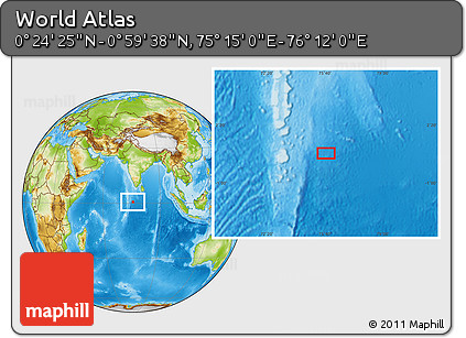 Physical Location Map of the Area around 0° 42' 2" N, 75° 43' 29" E