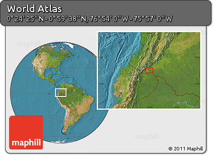 Satellite Location Map of the Area around 0° 42' 2" N, 76° 25' 30" W