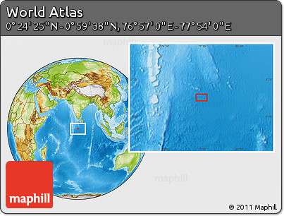 Physical Location Map of the Area around 0° 42' 2" N, 77° 25' 30" E