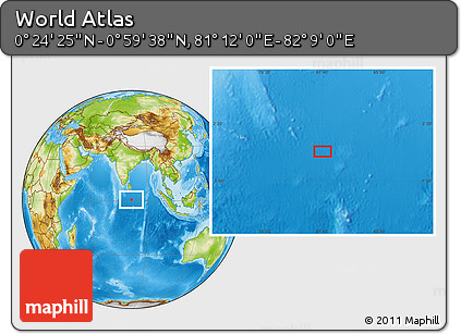 Physical Location Map of the Area around 0° 42' 2" N, 81° 40' 30" E