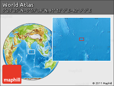 Physical Location Map of the Area around 0° 42' 2" N, 81° 40' 30" E