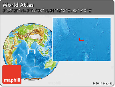 Physical Location Map of the Area around 0° 42' 2" N, 81° 40' 30" E