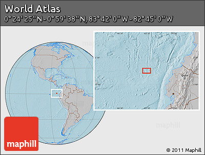 Gray Location Map of the Area around 0° 42' 2" N, 83° 13' 29" W, hill shading
