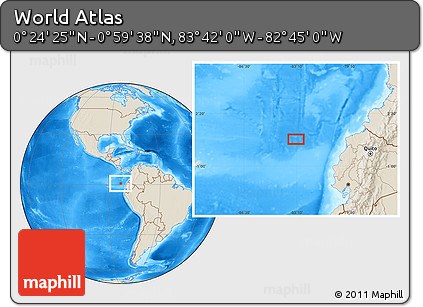 Shaded Relief Location Map of the Area around 0° 42' 2" N, 83° 13' 29" W