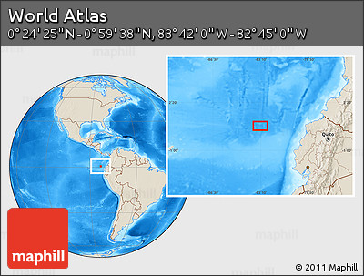 Shaded Relief Location Map of the Area around 0° 42' 2" N, 83° 13' 29" W