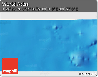 Shaded Relief 3D Map of the Area around 0° 42' 2" N, 88° 28' 29" E